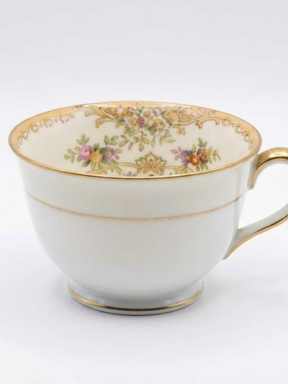 Antique Noritake M Wreath Tea Cup Hand Painted Japan Gold Gilt 1918 Collector